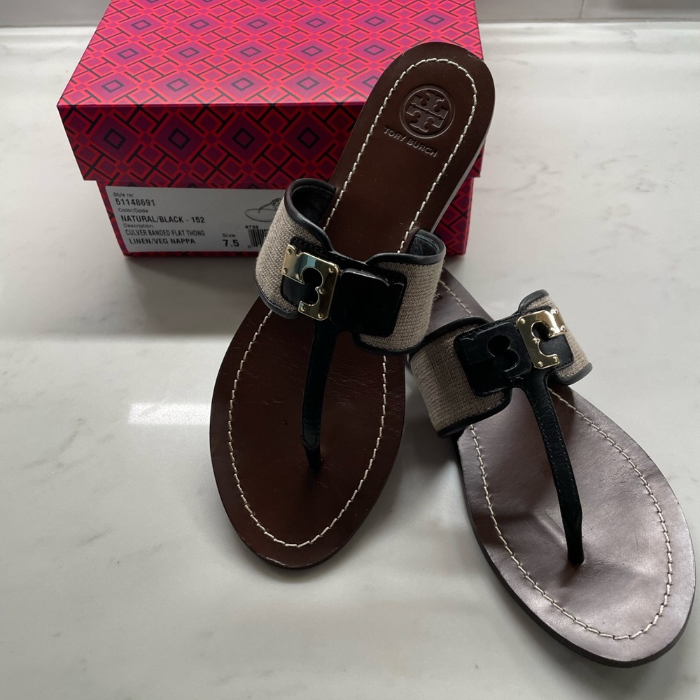 Tory Burch, size 7.5, Culver Banded flat thong.